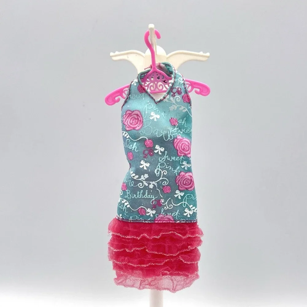 Barbie Birthday Ruffle Halter Dress Teal Pink